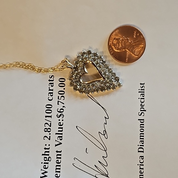 Gorgeous, rare, unique, double layered, natural diamond 14kt gold pendant. - Picture 5 of 5